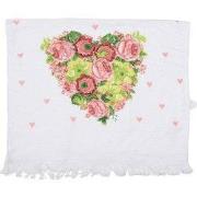 Clayre & Eef Gastendoekje 40x66 cm Wit Roze Katoen Hart