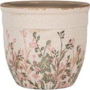 Clayre & Eef Bloempot Ø 16x14 cm Beige Keramiek Bloemen