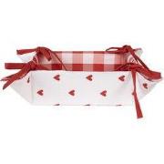 Clayre & Eef Broodmand 35x35x8 cm Wit Rood Katoen Hartjes