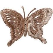 Clayre & Eef Decoratie Beeld Vlinder 12x2x9 cm Koperkleurig Kunststof