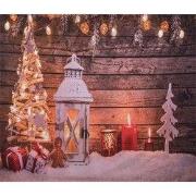 Clayre & Eef Kerst Achtergronddoek 180x210 cm Bruin Textiel Kerstboom
