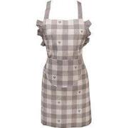 Clayre & Eef Kind Keukenschort 48x56 cm Grijs Beige Katoen Hartjes