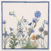 Clayre & Eef Servetten Papier Set van 20 33x33 cm Wit Blauw Papier Blo...