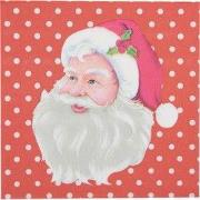 Clayre & Eef Servetten Papier Set van 20 Rood Papier Kerstman