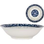 Clayre & Eef Schaal Ø 21x5 cm Wit Blauw Keramiek