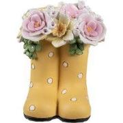 Clayre & Eef Decoratie Beeld Laars 10x10x12 cm Geel Kunststof Bloemen