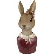 Clayre & Eef Decoratie Beeld Konijn 7x7x17 cm Beige Kunststof