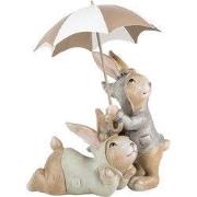 Clayre & Eef Decoratie Beeld Konijnen 19x16x23 cm Beige Kunststof