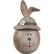 Clayre & Eef Decoratie Beeld Konijn Ø 7x13 cm Beige Bruin Kunststof