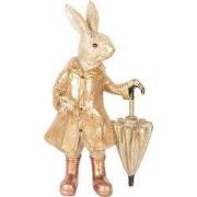 Clayre & Eef Decoratie Beeld Konijn 20x12x33 cm Beige Goudkleurig Kuns...
