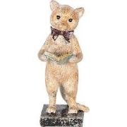 Clayre & Eef Decoratie Beeld Kat 27 cm Beige Goudkleurig Kunststof