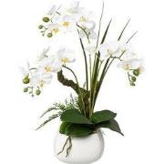 Kopu® Kunstbloem Orchidee 46 cm Wit met Bloempot - Phalaenopsis
