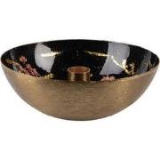 Clayre & Eef Kandelaar Ø 17x6 cm Goudkleurig Zwart Metaal Bloemen