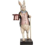 Clayre & Eef Decoratie Beeld Konijn 33 cm Beige Grijs Kunststof