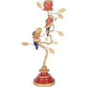 Clayre & Eef Kandelaar 17x9x33 cm Rood Kunststof Papegaai en Planten