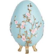 Clayre & Eef Decoratie Beeld Ei Ø 12x18 cm Blauw Kunststof