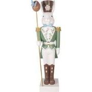 Clayre & Eef Decoratie Beeld Konijn 28x23x96 cm Wit Groen Keramisch ma...