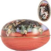 Clayre & Eef Decoratie Ei 7x11x7 cm Meerkleurig Metaal Konijnen