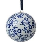 Clayre & Eef Decoratie Hanger Ø 8 cm Wit Blauw Keramiek