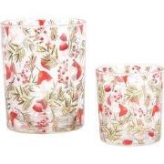 Clayre & Eef Theelichthouder Set van 2 Ø 7x8 / 10x13 cm Transparant Gl...