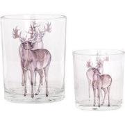 Clayre & Eef Theelichthouder Set van 2 Ø 7x8 / 10x13 cm Transparant Gl...