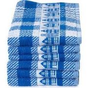 Twentse Damast Keukendoekenset - 6 stuks - Huizen Blauw