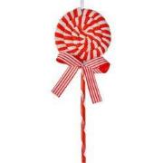 Clayre & Eef Kersthanger Lolly 25 cm Rood Wit Kunststof
