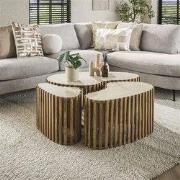 Hoyz Collection - Salontafel Set-3 Niervorm Nuovo Travertin - Massief ...