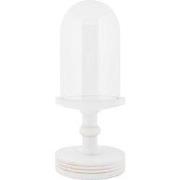 Clayre & Eef Glazen Stolp Ø 14x34 cm Wit Hout