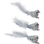 Clayre & Eef Decoratie Vogels 12x3x4 cm Zilverkleurig Kunststof