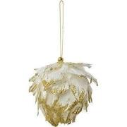 Clayre & Eef Decoratie Hanger Bloem 10x10x10 cm Wit Veren