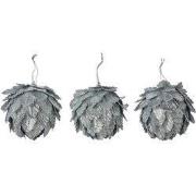 Clayre & Eef Decoratie Hanger Bloemen Ø 8x8 cm Zilverkleurig Kunststof