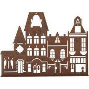 Clayre & Eef Decoratie Beeld Huis 29x5x21 cm Bruin Metaal