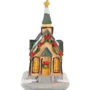 Clayre & Eef Decoratie Huis met LED 5x5x5 cm Oranje Kunststof