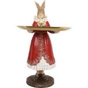 Clayre & Eef Decoratie Beeld Konijn 18x17x31 cm Beige Kunststof