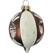 Clayre & Eef Kerstbal Ø 5x7 cm Bruin Wit Glas