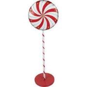 Clayre & Eef Kerstdecoratie Lolly 40x30x120 cm Rood Wit Metaal