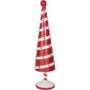 Clayre & Eef Kerstdecoratie Beeld Kerstboom Ø 13x49 cm Rood Wit Metaal