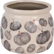 Clayre & Eef Bloempot Ø 16x13 cm Beige Grijs Keramiek Pompoen