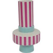Vase - Stripe - Ceramics - Mintgreen/Neon Pink -14x14x26 cm