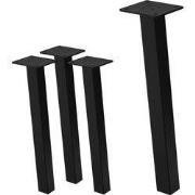 Set van 4 tafelpoten schuin H42 cm glanzend zwart gepoedercoat staal h...