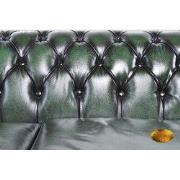 Chesterfield Bank Original Leer | 1 + 2 zits | Antiek Groen | 12 jaar ...