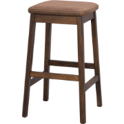 Livermore eikenhouten barkruk donkerbruin met bruin kunstleer zitkusse...