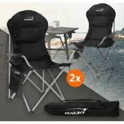 2x campingstoel opvouwbaar tot 150 kg zwart met bekerhouder incl. draa...