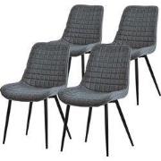 Eetkamerstoel set van 4 antraciet met kunstlederen bekleding en stalen...