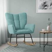 Schommelstoel met armleuningen in badstof salie tot 120 kg Schommelsto...