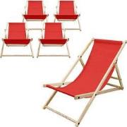 houten klapstoel 3 ligposities tot 120 kg rood