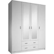 Meubella - Kledingkast Hinto - Wit - 160 cm - Met spiegel