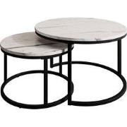 Meubella - Salontafel Rica - Wit marmerlook - Set van 2