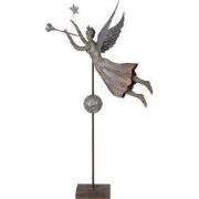 Clayre & Eef Kerstdecoratie Beeld Engel 93x30x135 cm Grijs Metaal